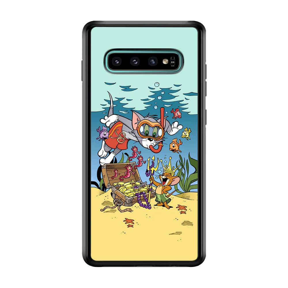 Tom and Jerry The King of The Sea Samsung Galaxy S10 Case-Rubber Black (2D Case)-Oxvistore