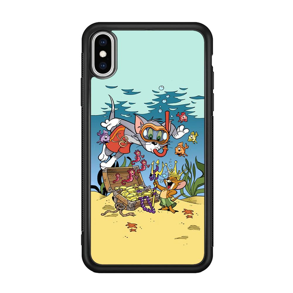 Tom and Jerry The King of The Sea iPhone Xs Max Case-Rubber Black (2D Case)-Oxvistore