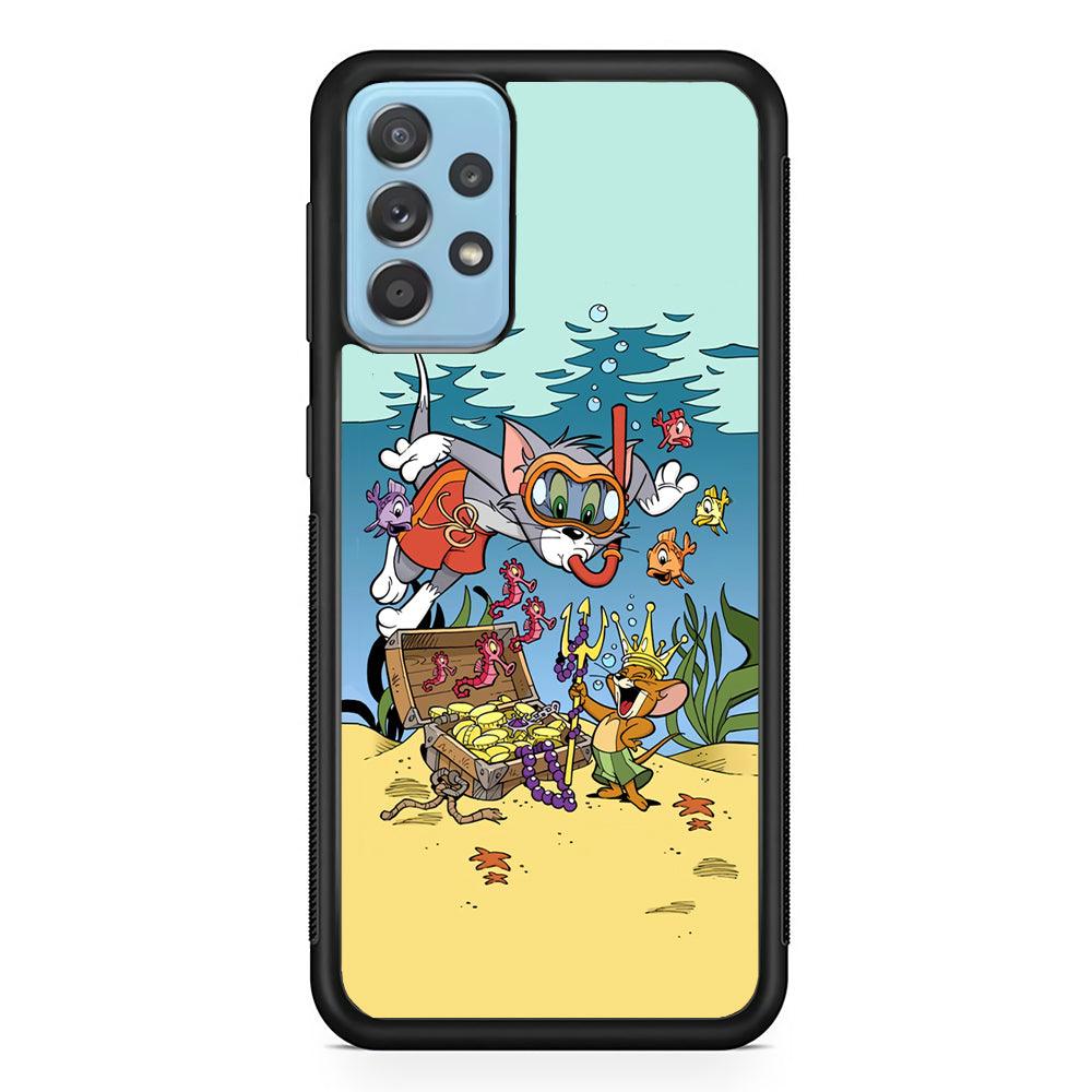 Tom and Jerry The King of The Sea Samsung Galaxy A72 Case-Rubber Black (2D Case)-Oxvistore