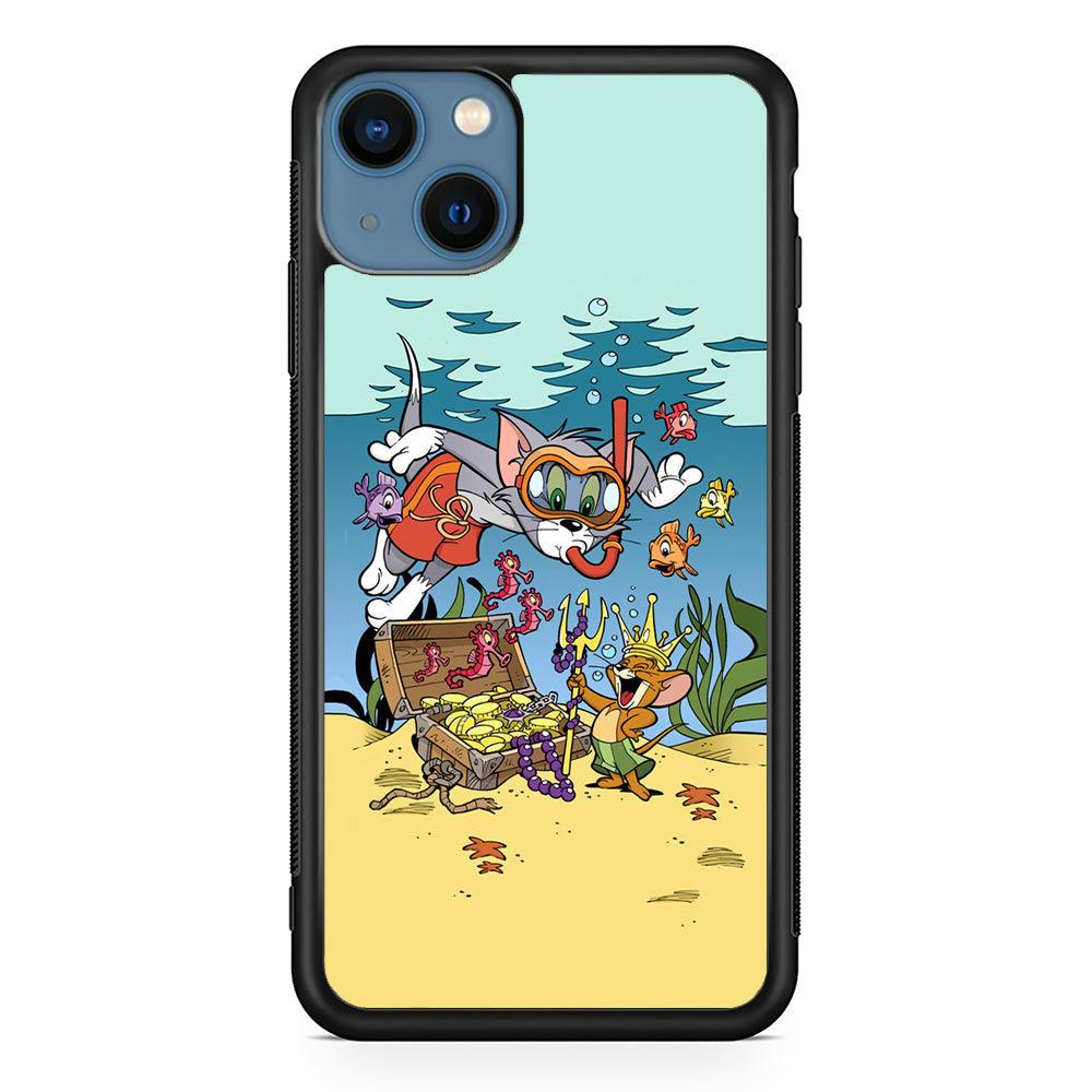 Tom and Jerry The King of The Sea iPhone 15 Case-Rubber Black (2D Case)-Oxvistore