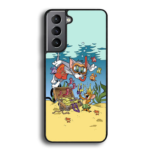 Tom and Jerry The King of The Sea Samsung Galaxy S22 Case-Rubber Black (2D Case)-Oxvistore