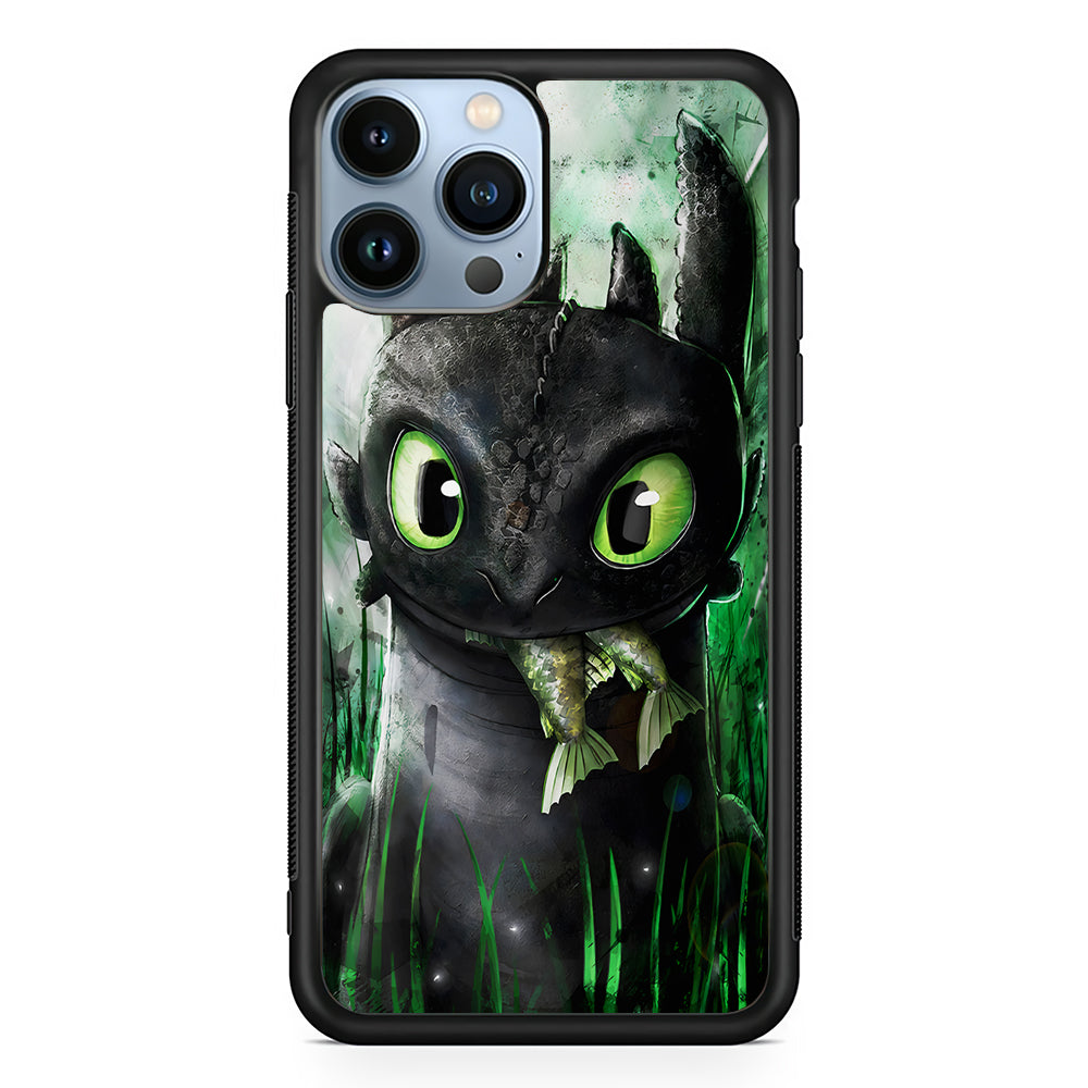 Toothless Eats Fish 2D Rubber Phone Case