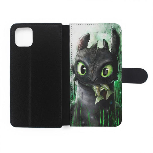 Toothless Eats Fish Flip Wallet Phone Case-Oxvistore