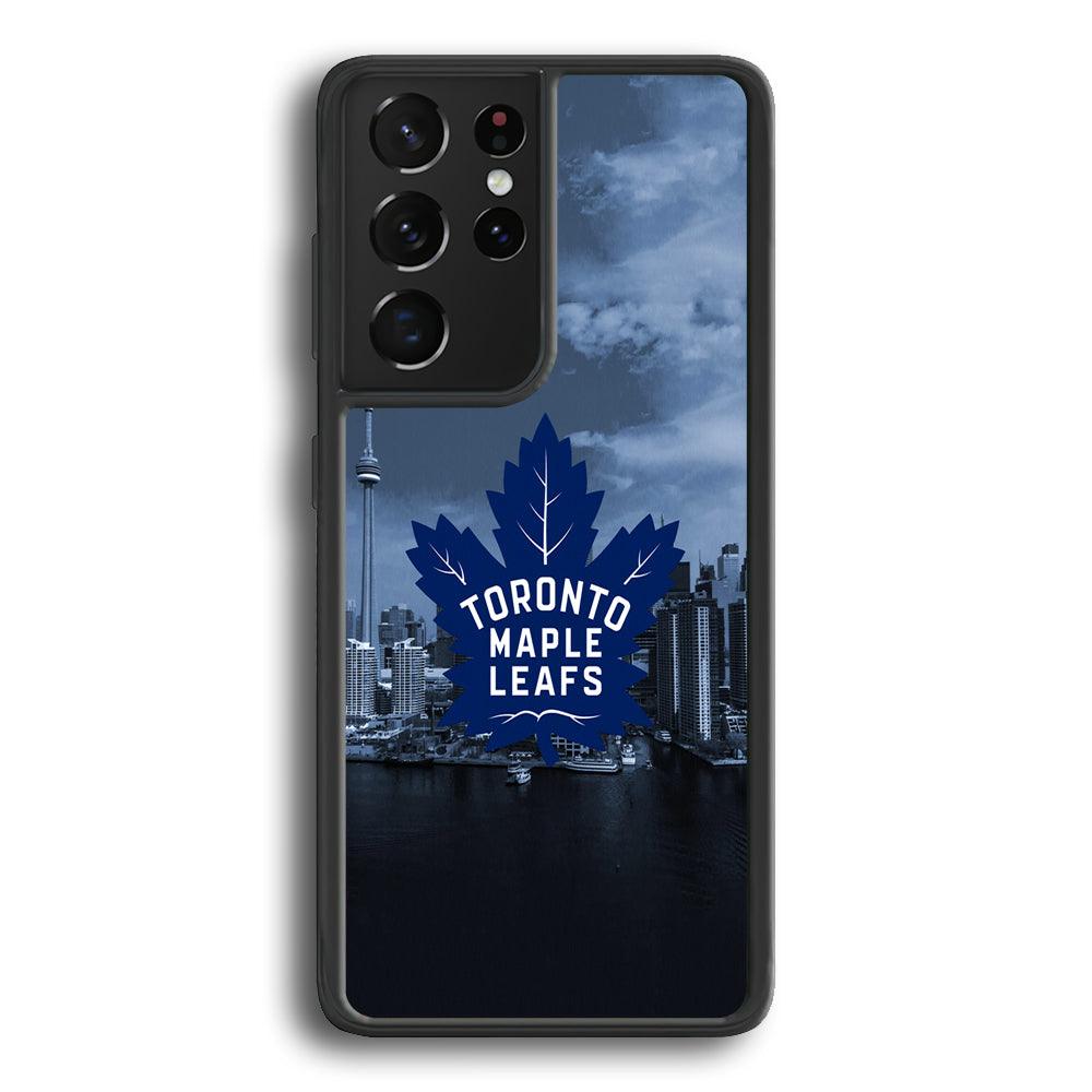Toronto Maple Leafs Bluish Town Samsung Galaxy S23 Ultra Case-Rubber Black (2D Case)-Oxvistore