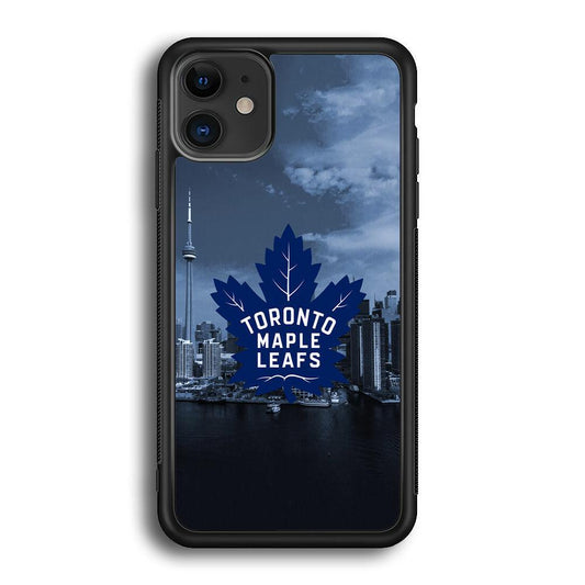 Toronto Maple Leafs Bluish Town iPhone 11 Case-Rubber Black (2D Case)-Oxvistore