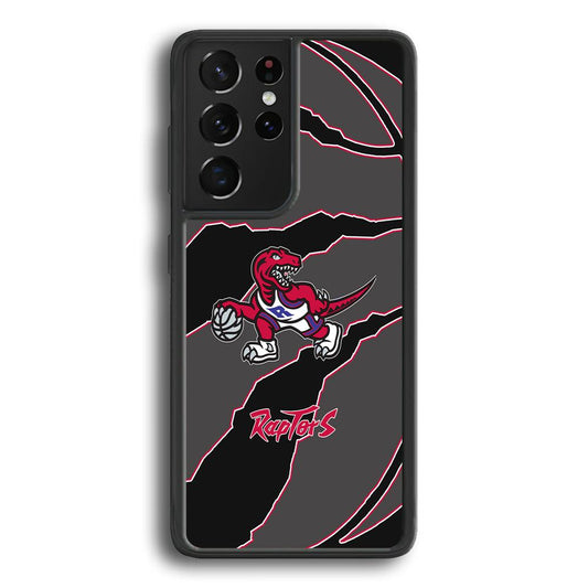 Toronto Raptors Bounce The Ball Samsung Galaxy S23 Ultra Case-Rubber Black (2D Case)-Oxvistore