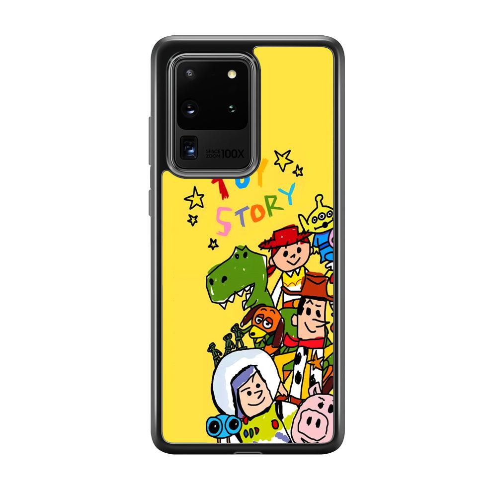 Toy Story Crayon Drawing Samsung Galaxy S20 Ultra Case-Rubber Black (2D Case)-Oxvistore