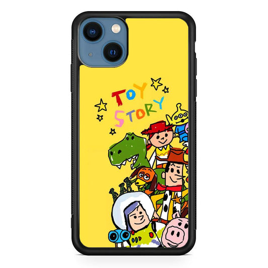 Toy Story Crayon Drawing iPhone 14 Plus Case-Rubber Black (2D Case)-Oxvistore