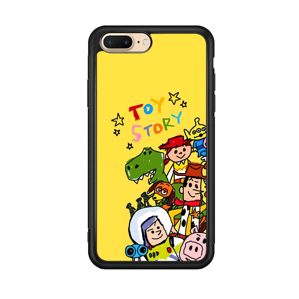 Toy Story Crayon Drawing iPhone 7 Plus Case-Rubber Black (2D Case)-Oxvistore