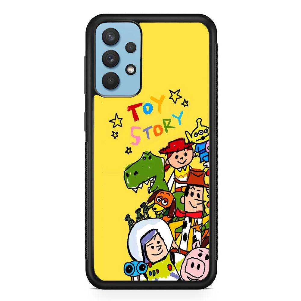 Toy Story Crayon Drawing Samsung Galaxy A32 Case-Rubber Black (2D Case)-Oxvistore