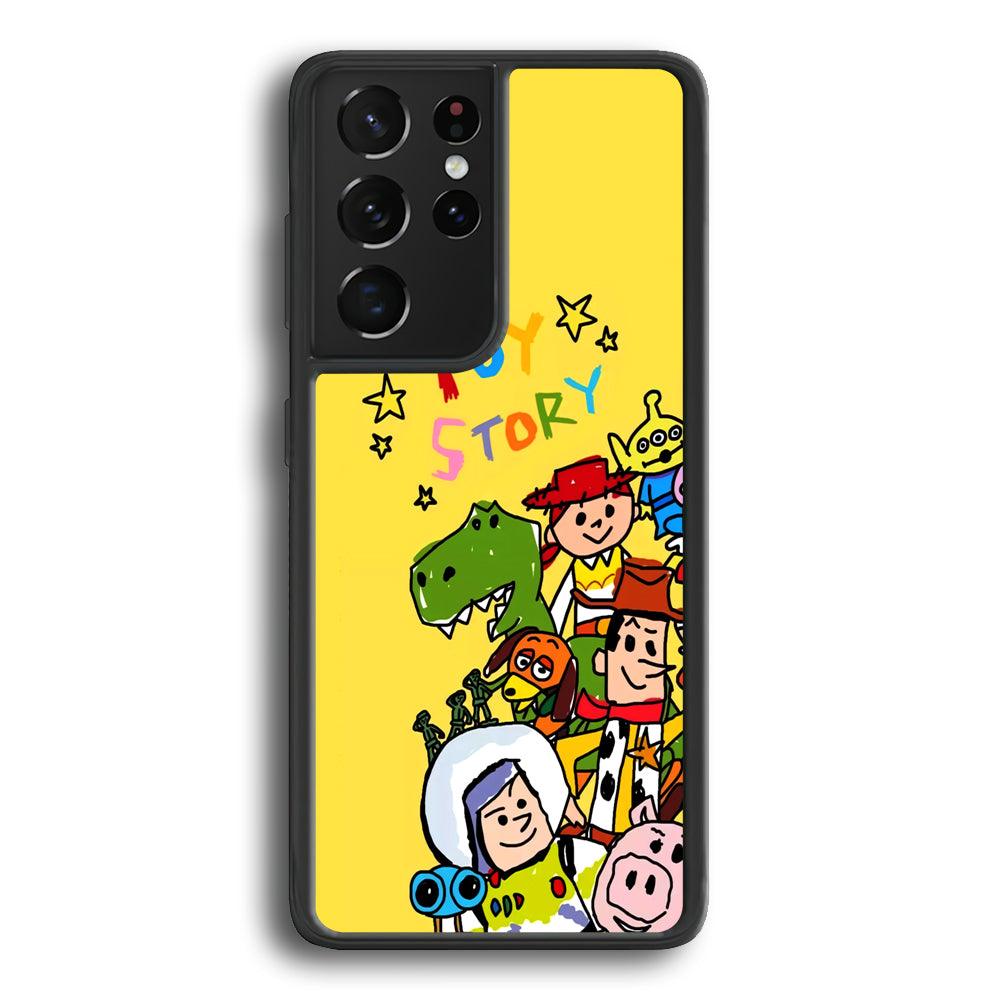 Toy Story Crayon Drawing Samsung Galaxy S23 Ultra Case-Rubber Black (2D Case)-Oxvistore