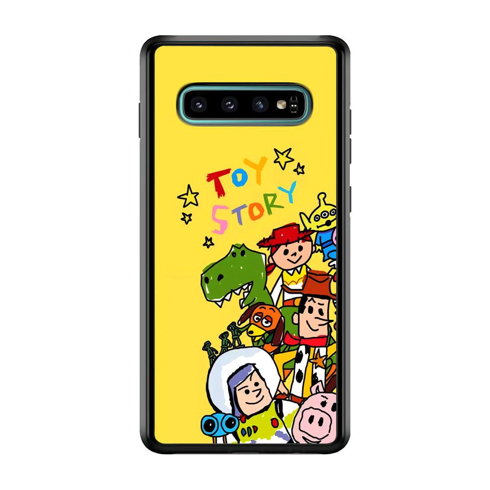 Toy Story Crayon Drawing Samsung Galaxy S10 Case-Rubber Black (2D Case)-Oxvistore