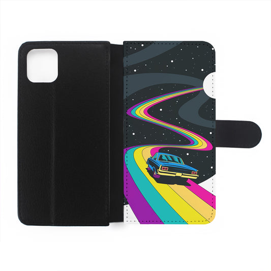 Travel with a Retro Car Space Flip Wallet Phone Case