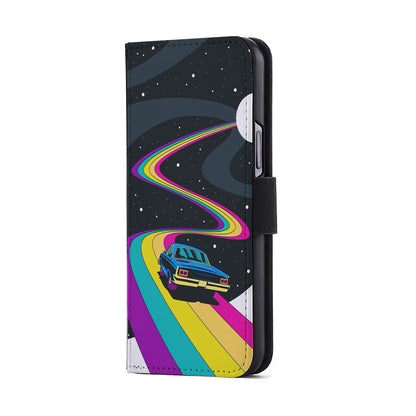 Travel with a Retro Car Space Flip Wallet Phone Case