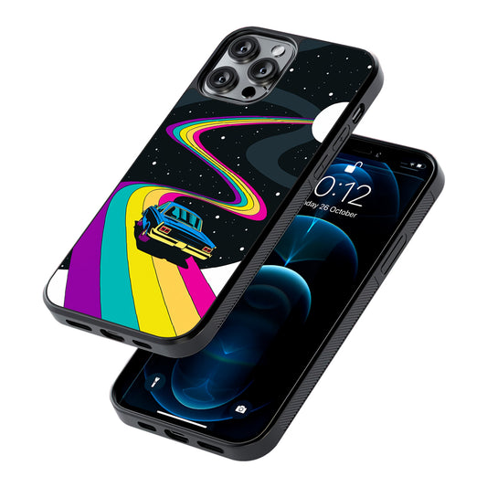 Travel with a Retro Car Space 2D Rubber Phone Case