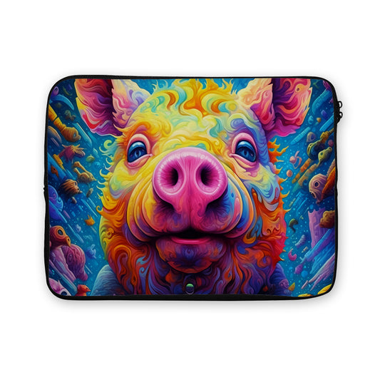 Trippy Pink Pig Colorful Laptop Sleeve Protective Cover