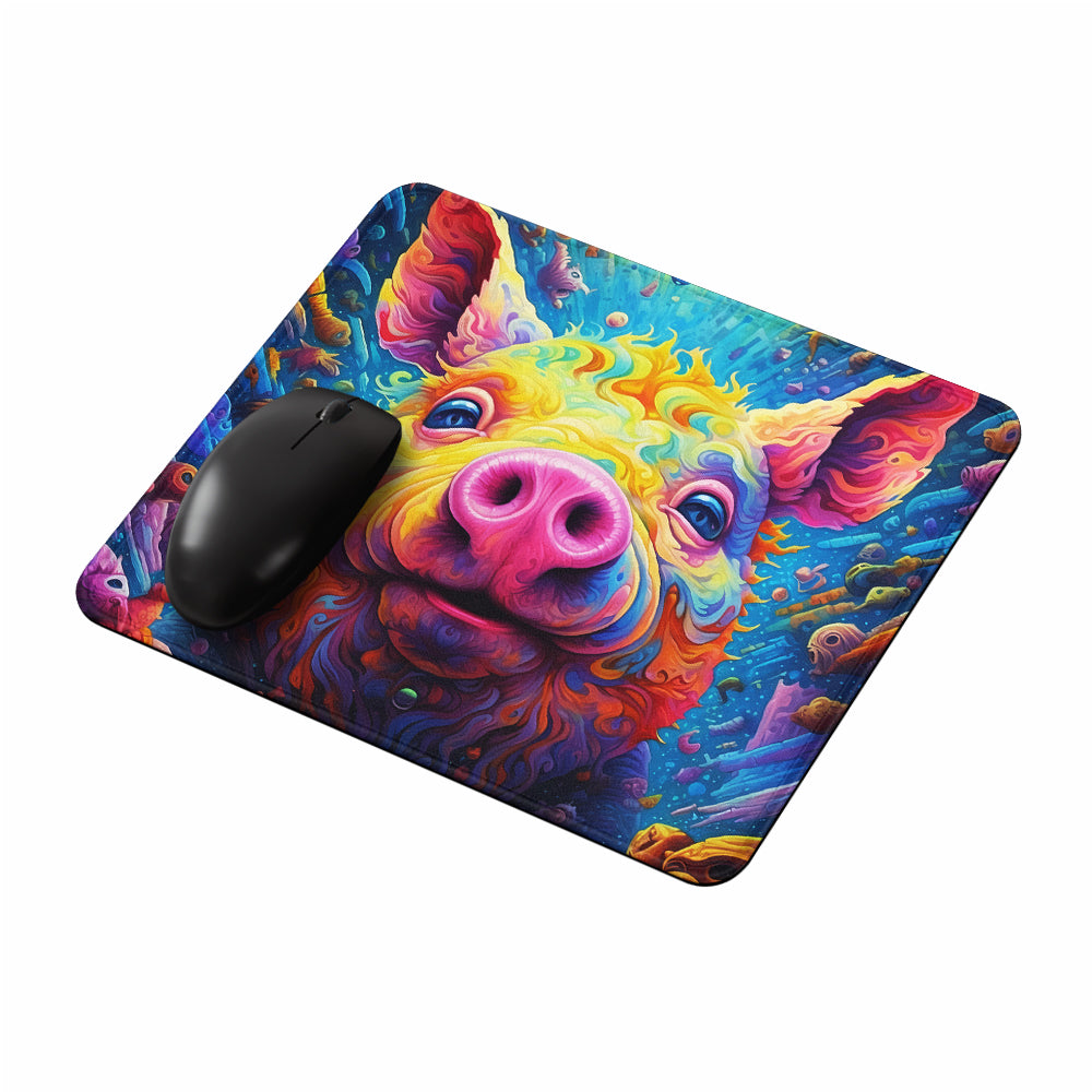 Trippy Pink Pig Colorful Mouse Pads