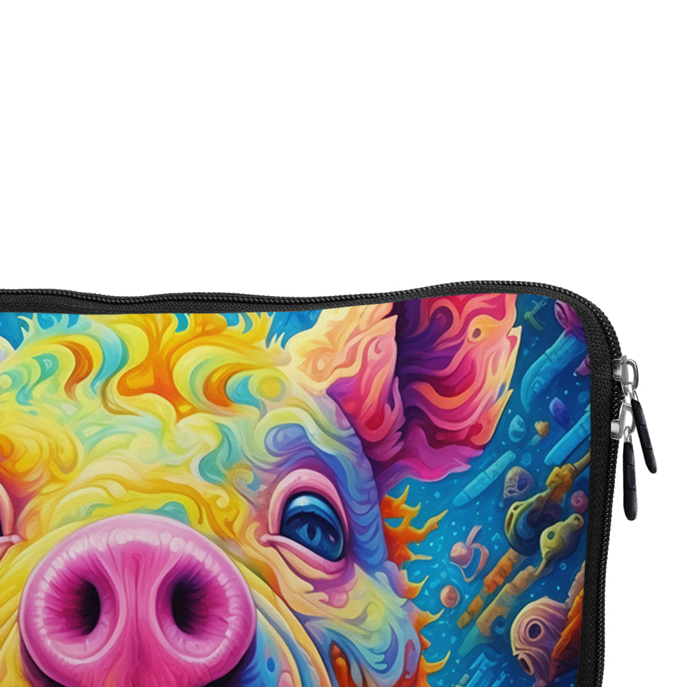 Trippy Pink Pig Colorful Laptop Sleeve Protective Cover