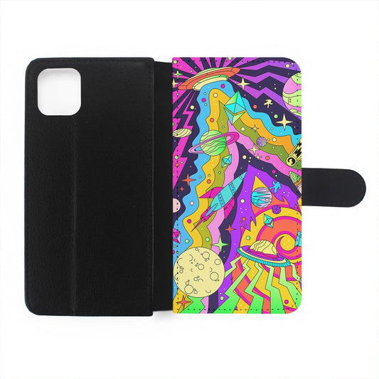 Trippy Spaceland Planets Flip Wallet Phone Case-Oxvistore
