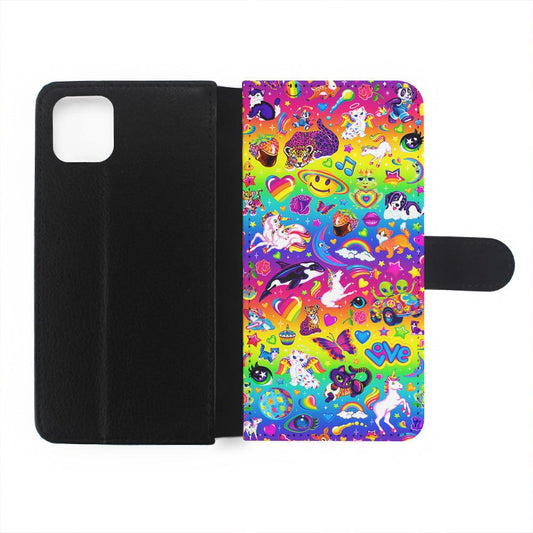 Unicorn Cartoon Rainbow Pattern Flip Wallet Phone Case-Oxvistore