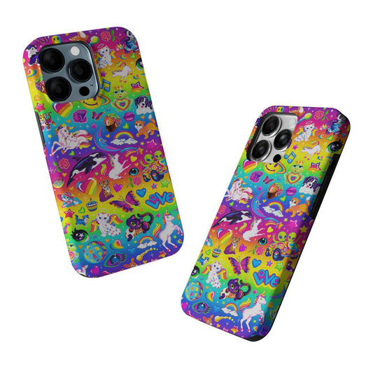 Unicorn Cartoon Rainbow Pattern 2 in 1 Tough Phone Case-Oxvistore