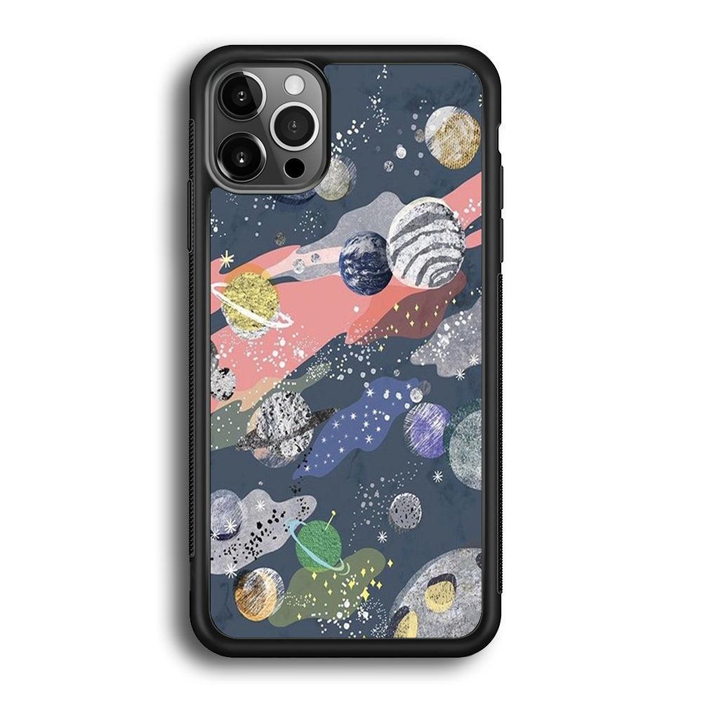 Universe Planet Collage iPhone 12 Pro Max Case-Rubber White (2D Case)-Oxvistore