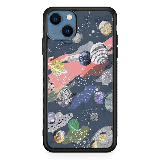 Universe Planet Collage iPhone 13 Case-Rubber Black (2D Case)-Oxvistore