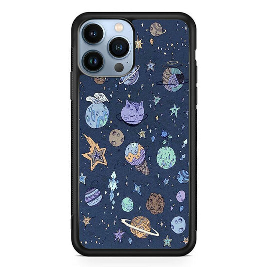 Universe Planet Cosplay iPhone 14 Pro Max Case-Rubber White (2D Case)-Oxvistore