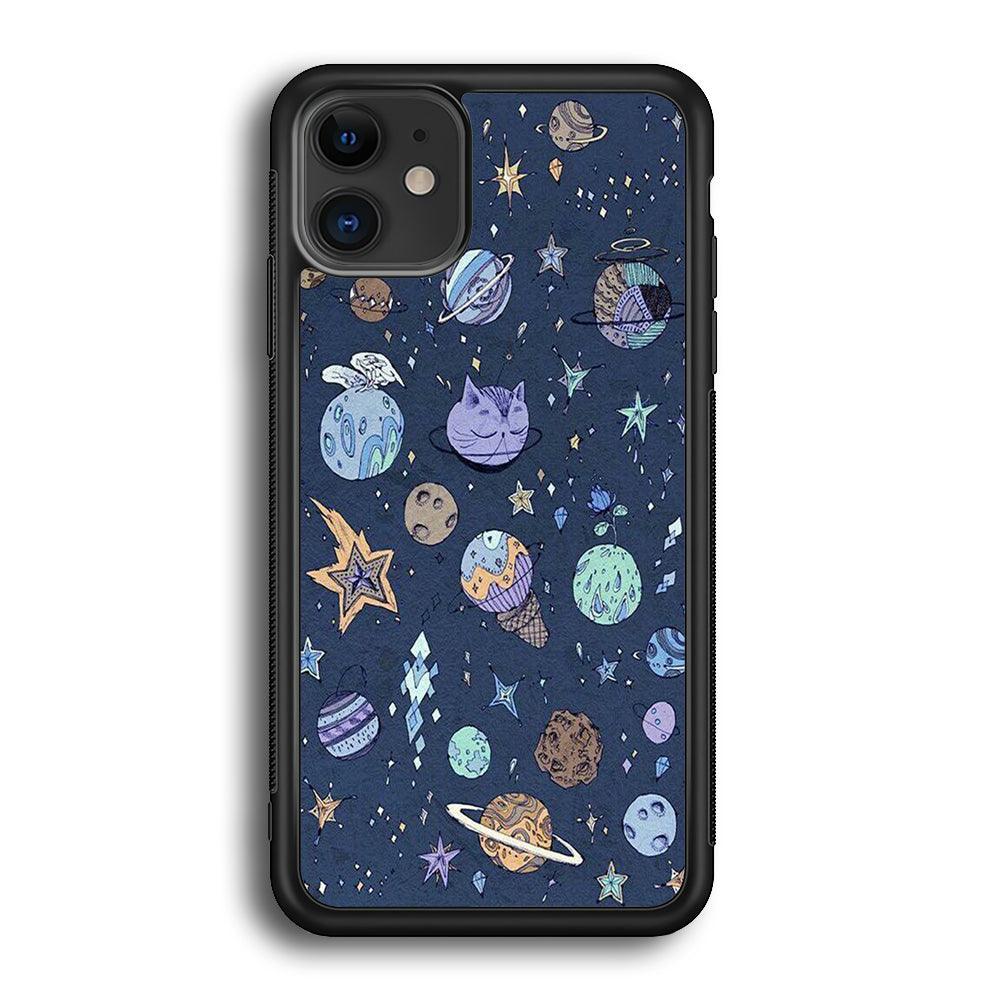 Universe Planet Cosplay iPhone 11 Case-Rubber White (2D Case)-Oxvistore