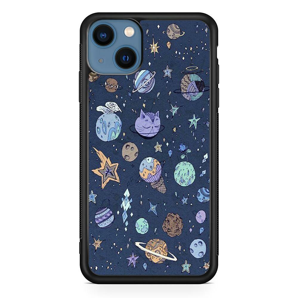 Universe Planet Cosplay iPhone 14 Plus Case-Rubber White (2D Case)-Oxvistore