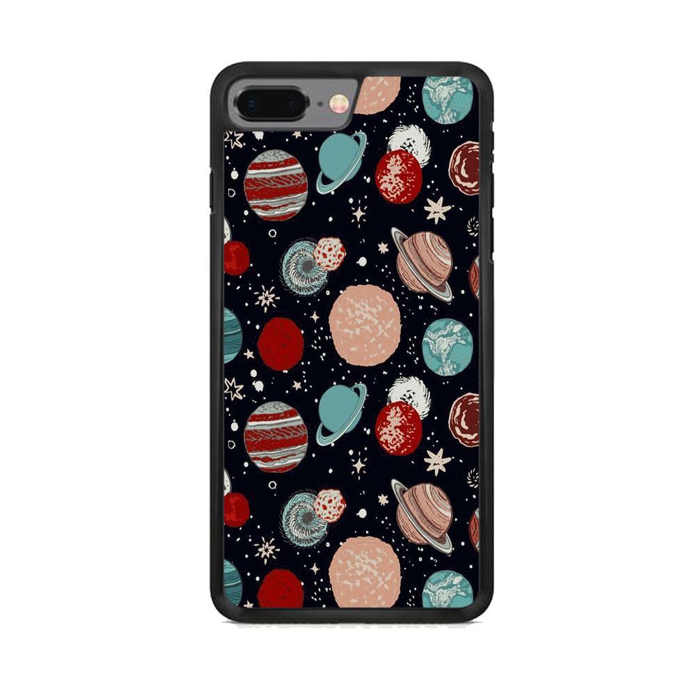 Universe Colorfull Planets iPhone 7 Plus Case-Rubber Black (2D Case)-Oxvistore