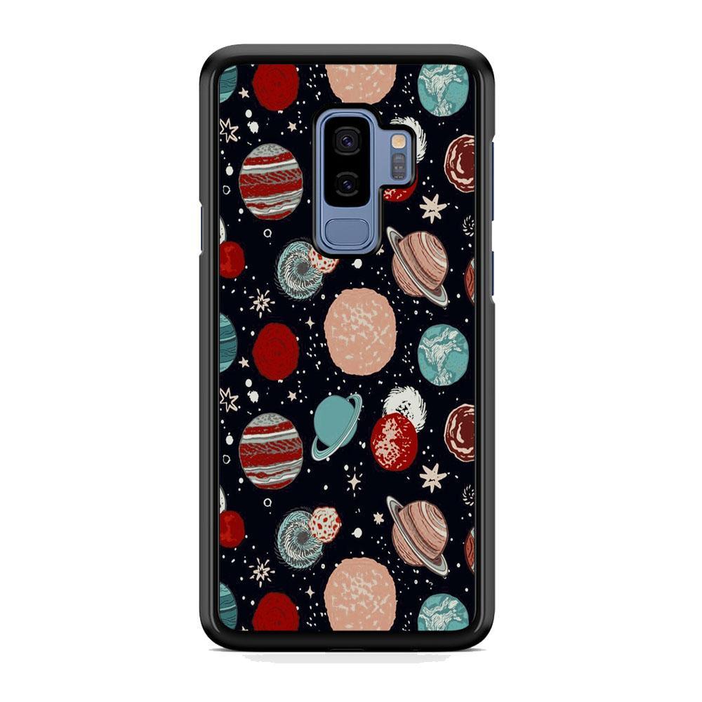 Universe Colorfull Planets Samsung Galaxy S9 Plus Case-Rubber Black (2D Case)-Oxvistore
