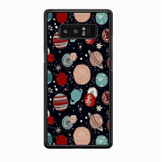 Universe Colorfull Planets Samsung Galaxy Note 8 Case-Rubber Black (2D Case)-Oxvistore
