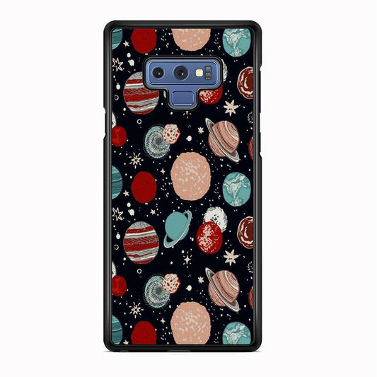 Universe Colorfull Planets Samsung Galaxy Note 9 Case-Rubber Black (2D Case)-Oxvistore