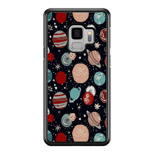 Universe Colorfull Planets Samsung Galaxy S9 Case-Rubber Black (2D Case)-Oxvistore
