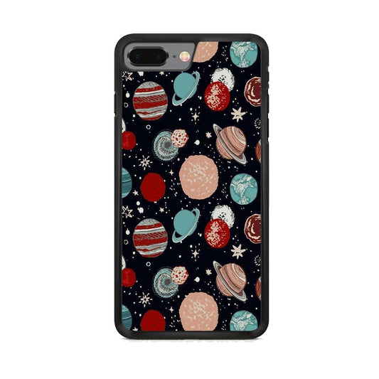 Universe Colorfull Planets iPhone 8 Plus Case-Rubber Black (2D Case)-Oxvistore