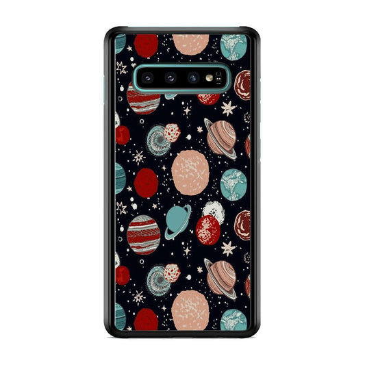 Universe Colorfull Planets Samsung Galaxy S10 Case-Rubber Black (2D Case)-Oxvistore