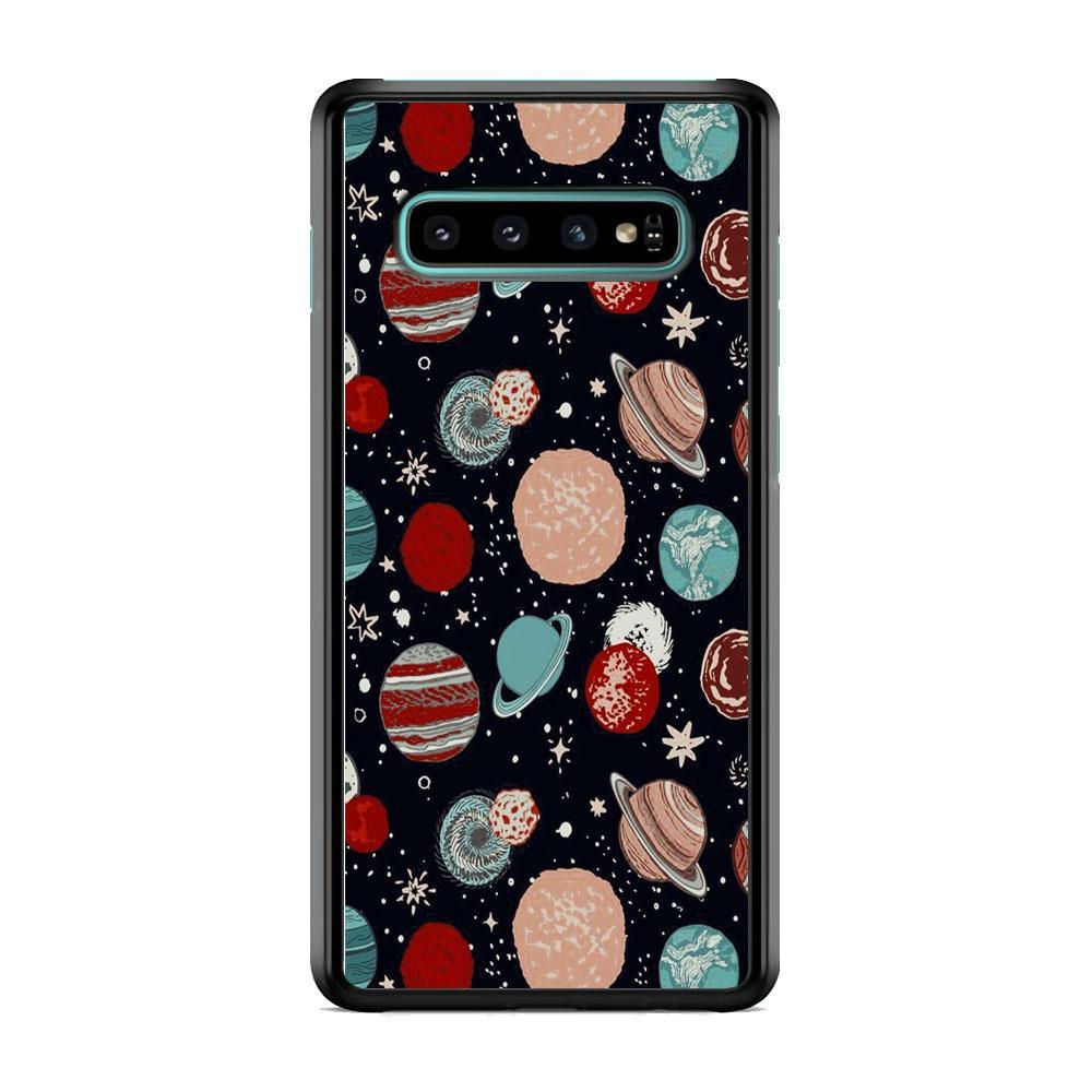 Universe Colorfull Planets Samsung Galaxy S10 Plus Case-Rubber Black (2D Case)-Oxvistore