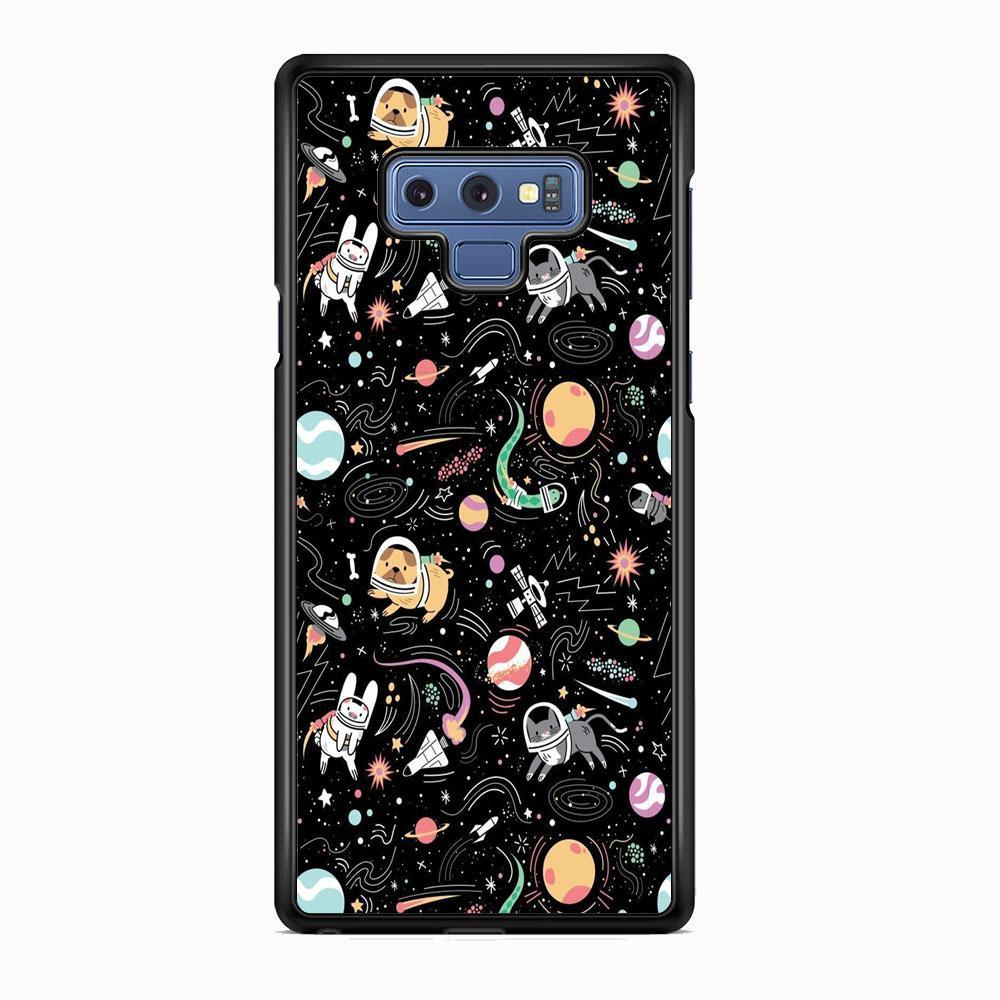 Universe Pets Playing Space Samsung Galaxy Note 9 Case-Rubber Black (2D Case)-Oxvistore