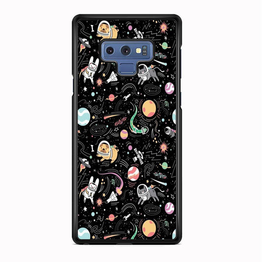 Universe Pets Playing Space Samsung Galaxy Note 9 Case-Rubber Black (2D Case)-Oxvistore