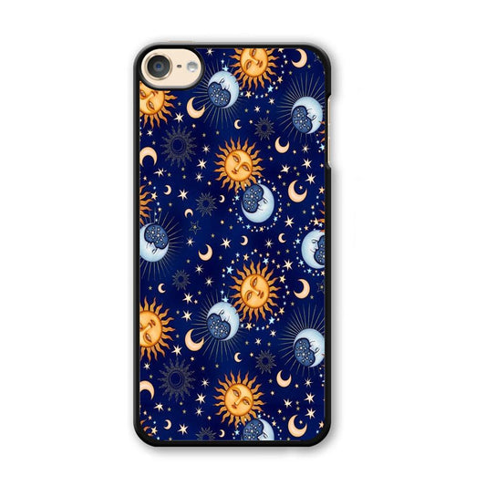 Universe Sun and Moon Face iPod Touch 6 Case-Plastic Black (2D Case)-Oxvistore