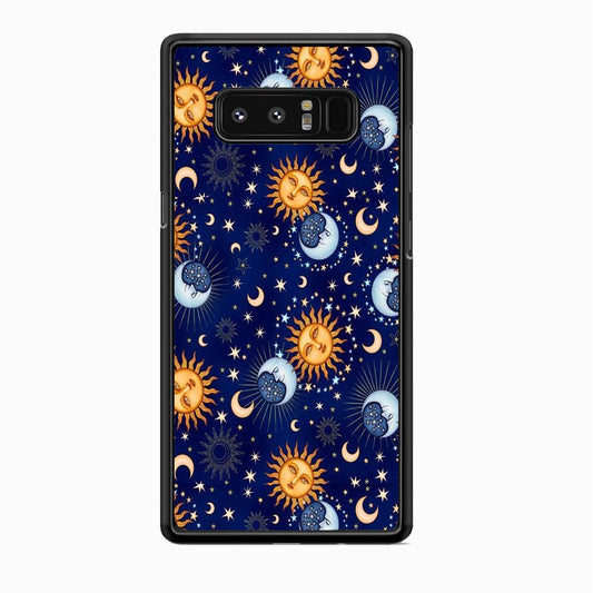 Universe Sun and Moon Face Samsung Galaxy Note 8 Case-Rubber White (2D Case)-Oxvistore