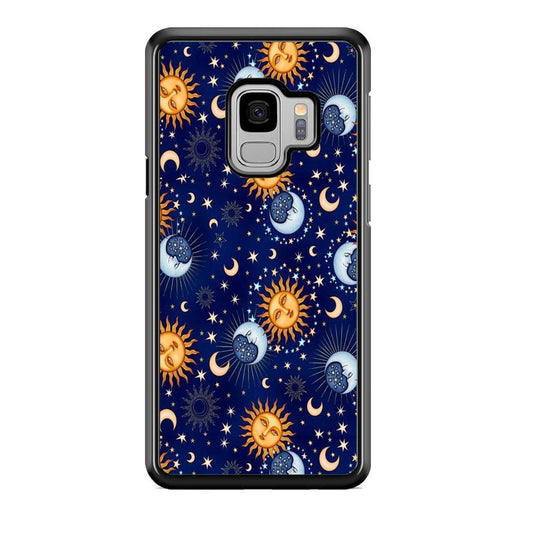 Universe Sun and Moon Face Samsung Galaxy S9 Case-Rubber Black (2D Case)-Oxvistore