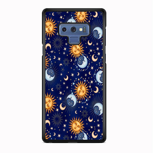 Universe Sun and Moon Face Samsung Galaxy Note 9 Case-Rubber Black (2D Case)-Oxvistore