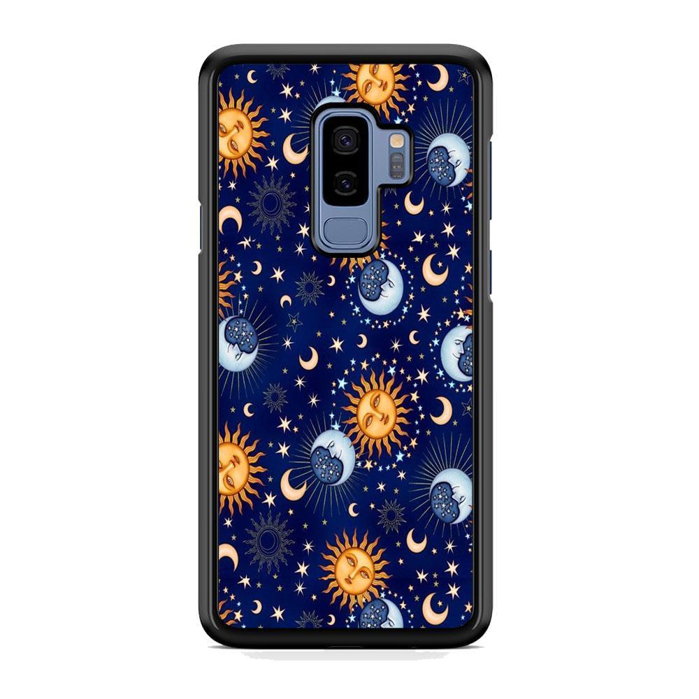 Universe Sun and Moon Face Samsung Galaxy S9 Plus Case-Rubber Black (2D Case)-Oxvistore