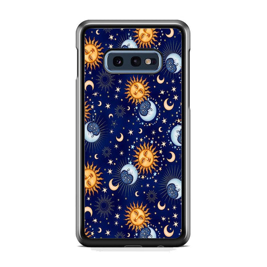 Universe Sun and Moon Face Samsung Galaxy S10E Case-Rubber Black (2D Case)-Oxvistore