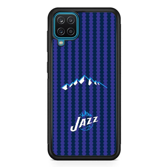 Utah Jazz Mount Logo Silhouette Samsung Galaxy A12 Case-Rubber Black (2D Case)-Oxvistore