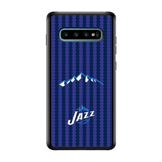 Utah Jazz Mount Logo Silhouette Samsung Galaxy S10 Case-Rubber Black (2D Case)-Oxvistore