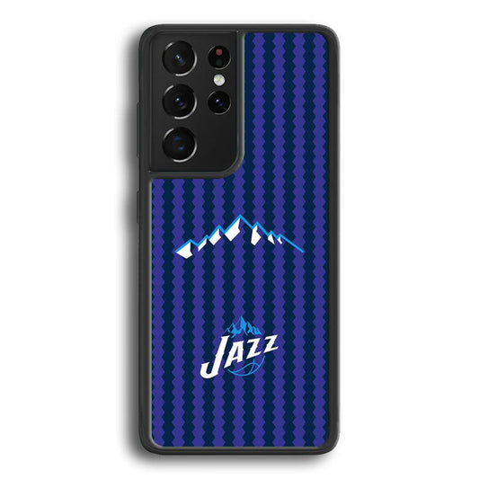 Utah Jazz Mount Logo Silhouette Samsung Galaxy S24 Ultra Case-Rubber Black (2D Case)-Oxvistore