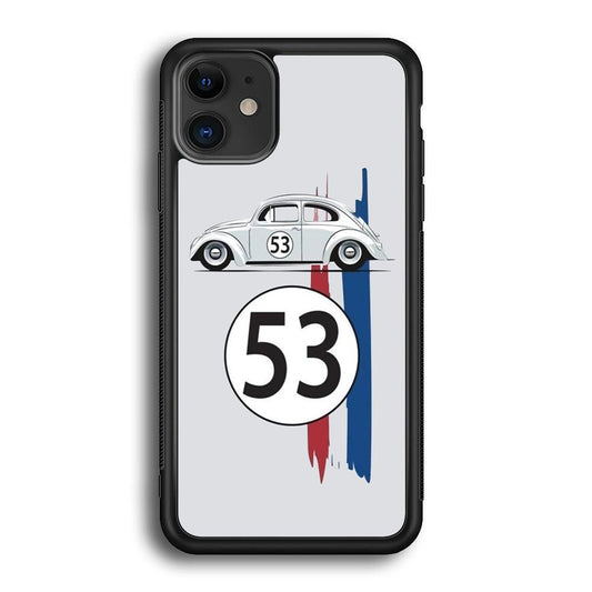 VW 53 Herbie iPhone 11 Case-Rubber White (2D Case)-Oxvistore